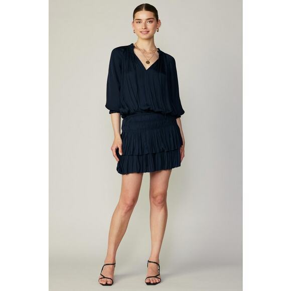Current Air | Dark Navy Aurelie Pleated Mini Dress MSRP$148 - Picture 4 of 10